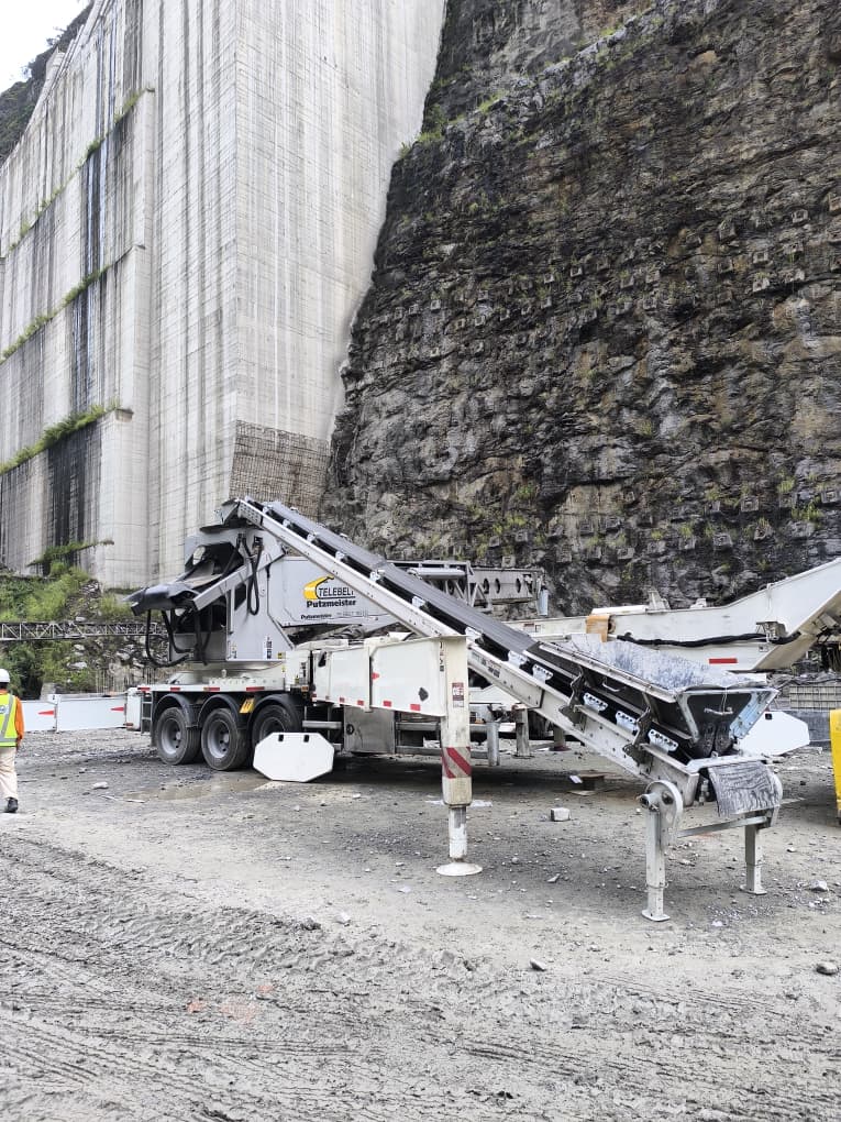 Putzmeister Telebelt conveyor set up at the handover site